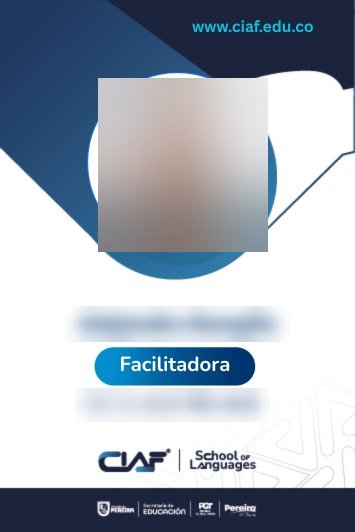 Carnet de facilitadora de instituto de idiomas